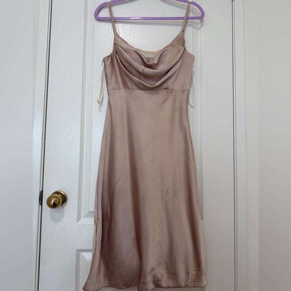 Revelry Dresses & Skirts - Revelry Champagne Satin Midi Dress Women’s Size 6 Bridesmaid / Wedding Guest